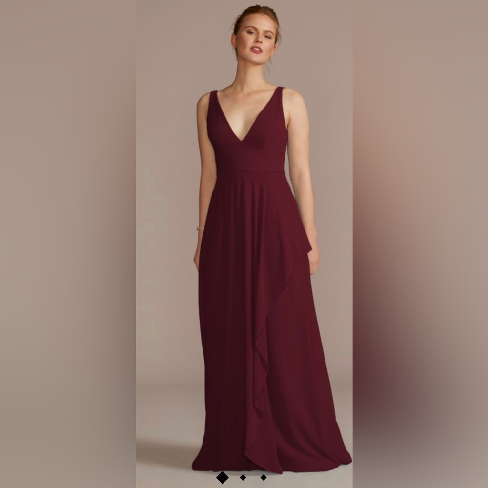 Bridesmaid dress-chiffon v-neck tank bridesmaid dress with cascade
